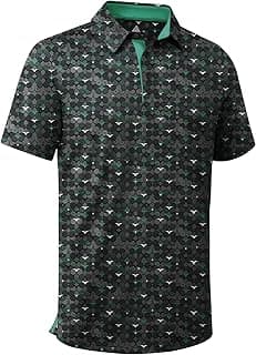 ZITY Men's Golf Shirts Short Sleeve Moisture Wicking Performance Print Patterns Casual Collared Golf Polo Shirt for Men