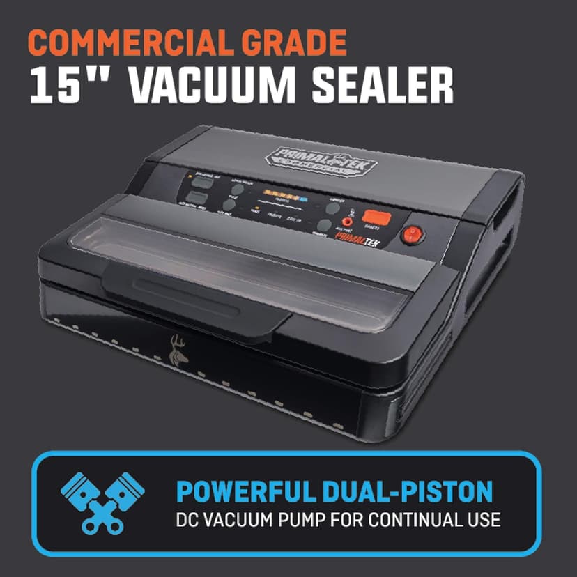 15” Commercial Grade Vacuum Sealer – User Friendly for Food Preservation & Sous Vide, 28” Vacuum Pressure – Features Auto Cooling System, Smart Heat Technology, Built-In Vacuum Bag Storage