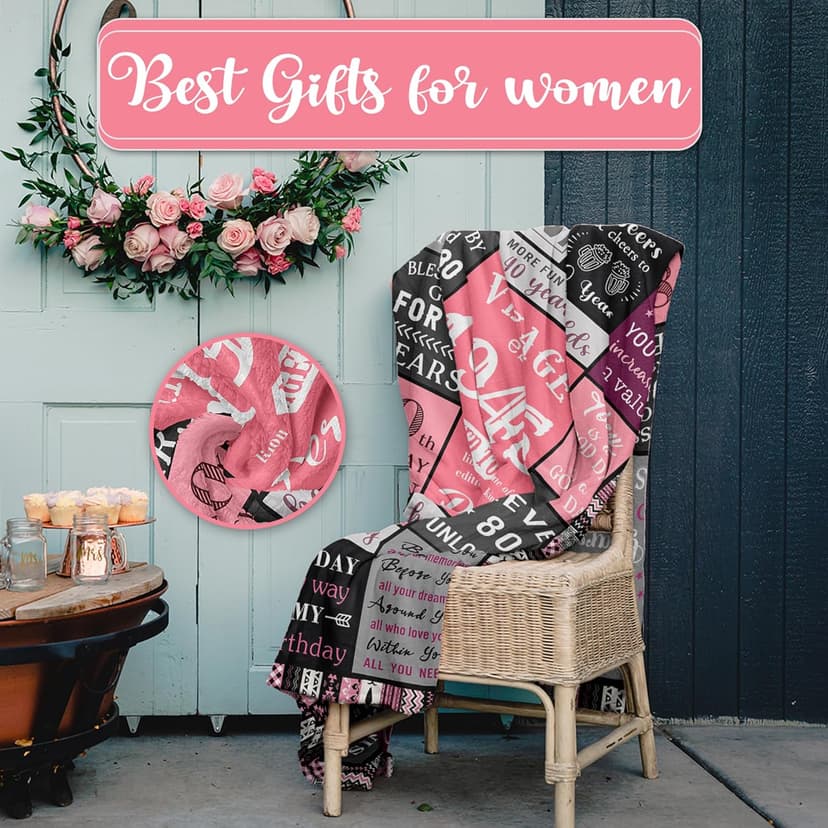 Ryubein 80th Birthday Gifts for Women, 80th Birthday Decorations for Women, 80 Year Old Birthday Gifts for Woman, Best Gifts for 80th Birthday, 1945 80th Birthday Blanket 50" X 60"