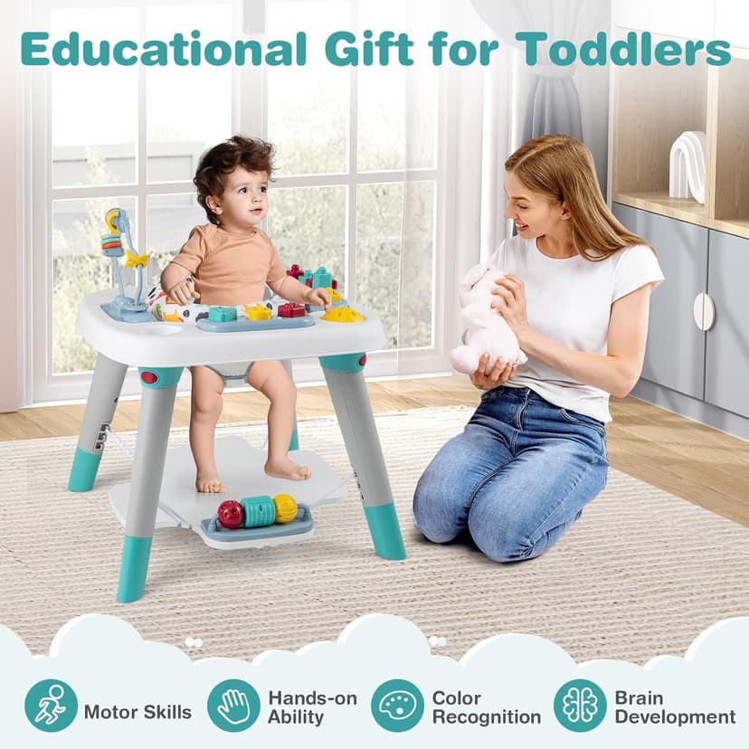 BABY JOY 6-in-1 Baby Activity Center, Baby Jumper & Interactive Play Table with 360° Rotating Seat, Detachable Toys & Music, Montessori-Inspired Design, Activity Center for Infant Toddlers 6-36 Months