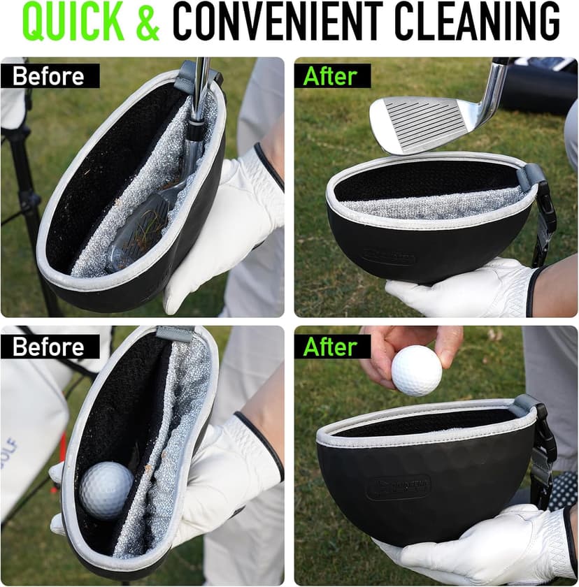 GAIARENA Golf Cleaning Bag Pouch Golf Ball Washer Club Cleaner with Scrub and Wipe Cloth Gifts Ideas for Golfers On-Course Golf Accessories B0GCX81D1Y