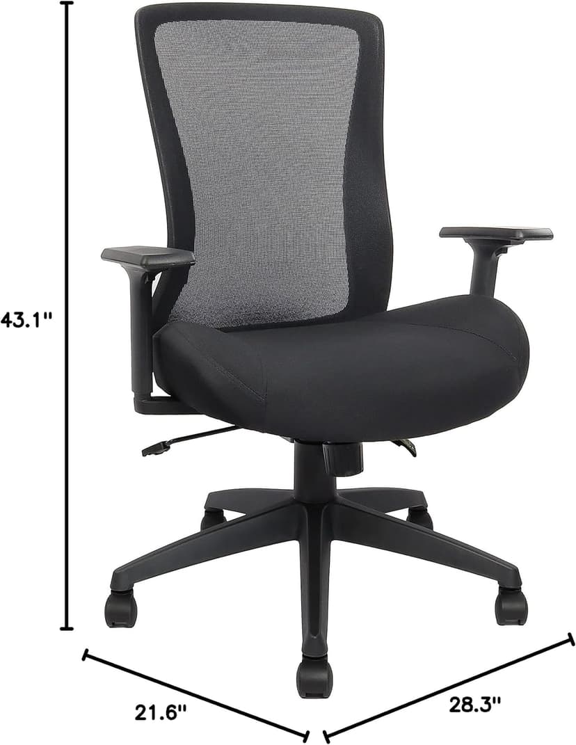 Big and Tall Home Office Desk Chair 500lb Capacity for Heavy People, Ergonomic Wide Mesh Desk Chair with Stepless Recline & Lock, 5.5" Thick Cushion, High Back, Adjustable Height & Armrests