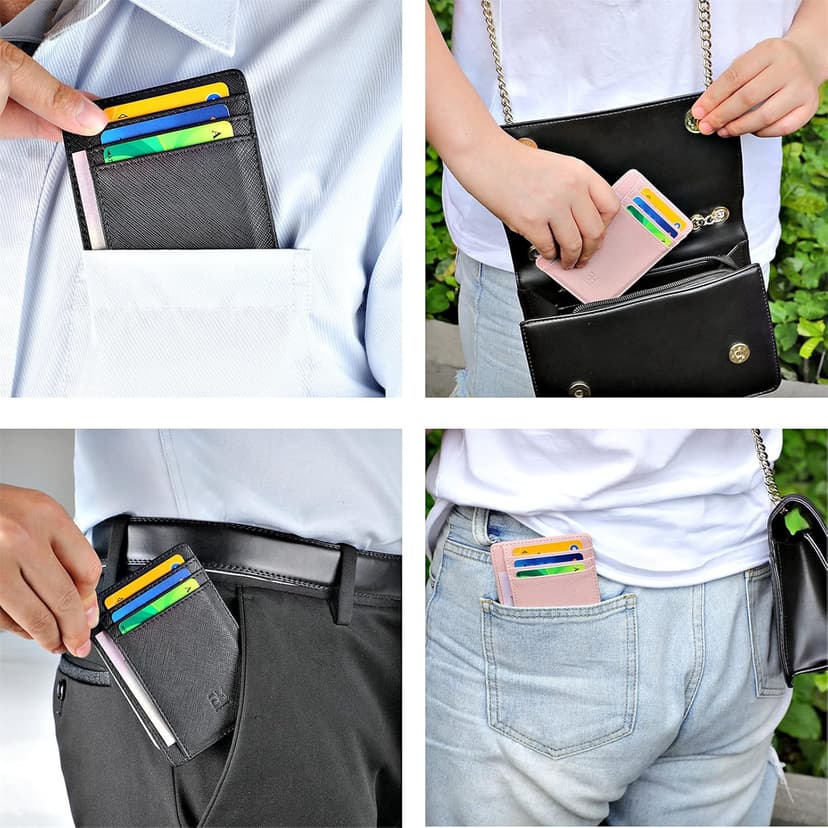 GH GOLD HORSE Slim RFID Blocking Card Holder Minimalist Leather Front Pocket Wallet for Women