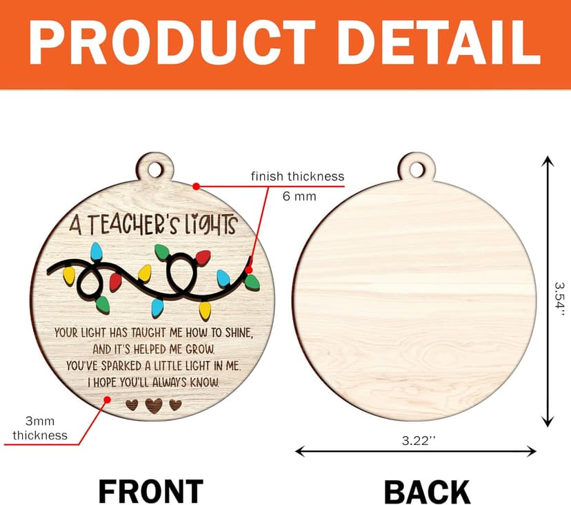 Heartfelt teacher Christmas ornament. A thoughtful thank you gift for teachers that shines with appreciation. Ready to hang. Teacher Christmas Ornaments – Best Merry for Teachers (B48) B0D9GZF921