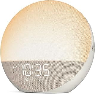 Sunrise Alarm Clock White Noise Machine: Natural Wake Up Light - Dimmable Clock with Bluetooth Speaker for Bedroom - 25 Sleep Sounds for Baby Adults Kids Putty
