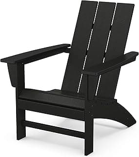 Polywood Modern Adirondack Chair – All-Weather Outdoor Lawn Adirondack Chairs – HDPE, Fade-Resistant & Durable Outdoor Furniture – For Patio, Deck & Fire Pit Chairs – Black