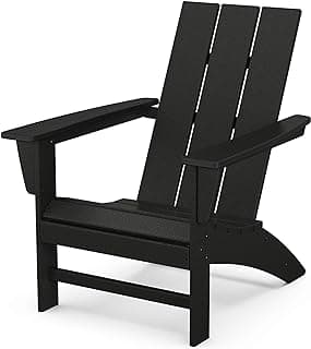 Polywood Modern Adirondack Chair – All-Weather Outdoor Lawn Adirondack Chairs – HDPE, Fade-Resistant & Durable Outdoor Furniture – For Patio, Deck & Fire Pit Chairs – Black