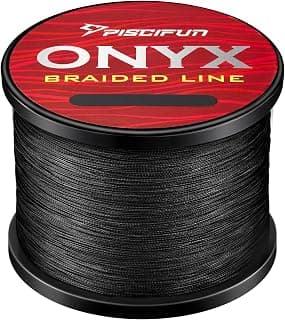 Piscifun Onyx Braided Fishing Line, Superline Abrasion Resistant Braided Lines, Zero Stretch Super Strong, Low Memory, Fast Water Cutting PE Fishing Lines, 6lb-150lb