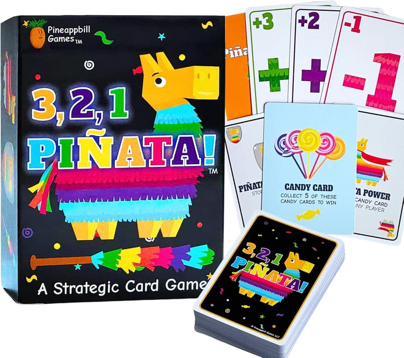 3, 2, 1, Piñata! – Fun Family Card Game for Kids & Adults – Fast-Paced Party Game for Game Night – Ages 7+, 2-5 Players – Portable Travel Game