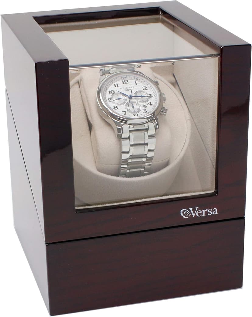 Single Watch Winder by Versa - Elite Automatic Watch Winder - Quiet Japanese Motor - 12 Settings - Compatible with Rolex's, Cartier, Omega, and More