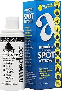 Amodex Ink & Spot Remover for Clothes, Leather and Skin - Removes Ink, Ballpoint, Sharpie, Grease and More, Works on Set-in Stains, Gentle but Powerful, 4oz/120ml Bottle