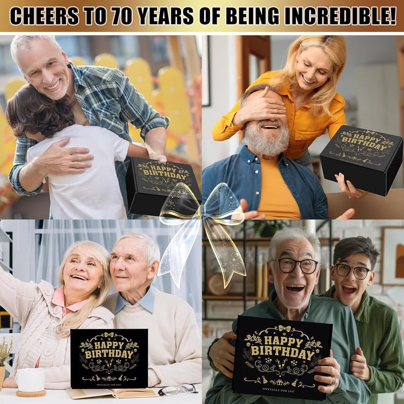 70th Birthday Gifts for Men - Unique Box with 20 Oz Tumbler, Scented Candle, Socks, Baseball Cap for Husband, Dad, Grandpa, Friends, Teachers, Boss