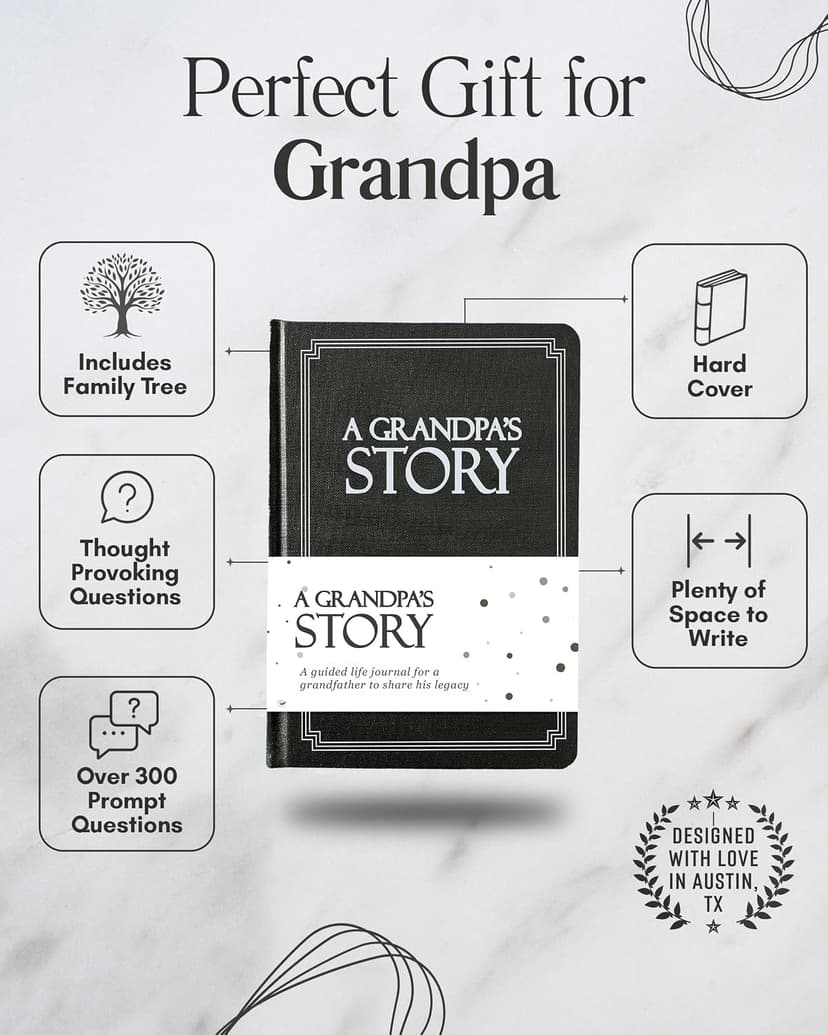 Grandpa's Life Story Journal (Hardcover): A Meaningful Keepsake for Grandpa to Share His Journey & Memories, Book Includes 250+ Prompt Questions, Sentimental Gift for Father's Day, Birthday, Christmas