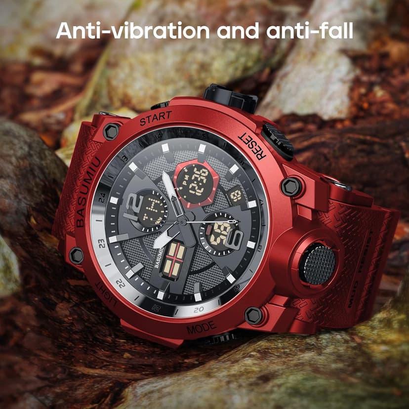 Pienolan Mens Sports Wrist Watches Analog Digital Tactical Military Watch Waterproof Gold Watches for Men