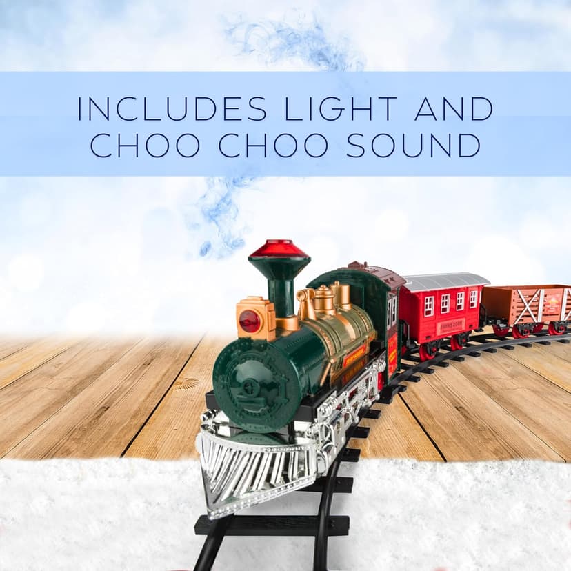 Electric Train Set for Kids Ages 4-8 | Train Set for Kids Ages 4-8 | Battery Powered Trains Sets with Lights & Sounds, Steam Locomotive Engine, Horses & Tracks - Classic Railway Toy Gift
