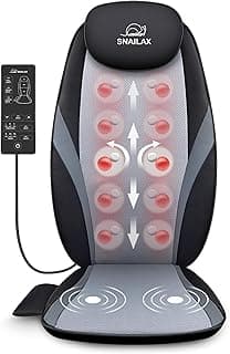 Snailax 2026 Upgraded Shiatsu Roller Back Massager with Heat Massage Chair Pad Kneading Back Massager for Pain Relief Deep Tissue Chair Massage Pad for Office Home