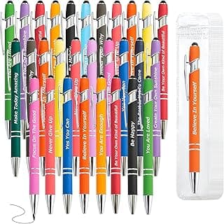 LUAVIARU 40 Piece Inspirational Pens Kit with Stylus Tip & Sayings – 20 Motivational Pen + 20 Individual Bags – Uplifting Quote & Positive Ideas – For Teachers, Office, School, Meetings, Team Events B0D66JJWSX