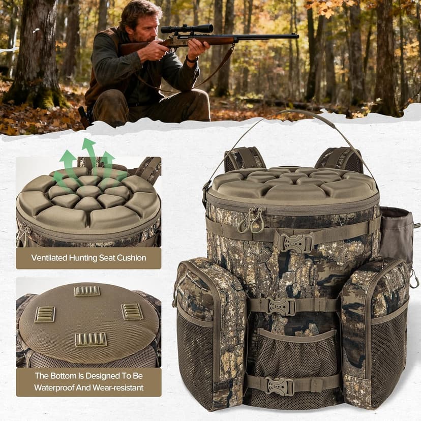 BLISSWILL Hunting Bucket Backpack with Seat Suitable for 5-gallon Seat，Dove Hunting Accessories，Daypack for Rifle Bow Gun（Not including Bucket and Lid）