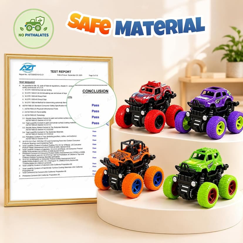 4 Pack Monster Trucks Toys for Boys 2 3 4 5 6 7 Year Old, Friction Powered Pull Back Car Toys for Toddlers Kids Ages 3-5 2-4 4-7, Best Birthday Christmas Party Gift for Boys and Toddlers B07SRZ87DF