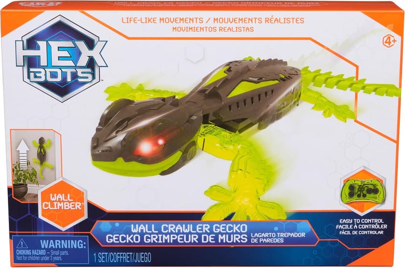 Lizard RC Toy, Wall Climbing Technology, Realistic Limbs, Easy to Use Remote, Prank Toys & Gifts for Kids Ages 4+ HEX BOTS Wall Crawler Gecko Rechargeable Remote Control Toy B0CSFPL6JN
