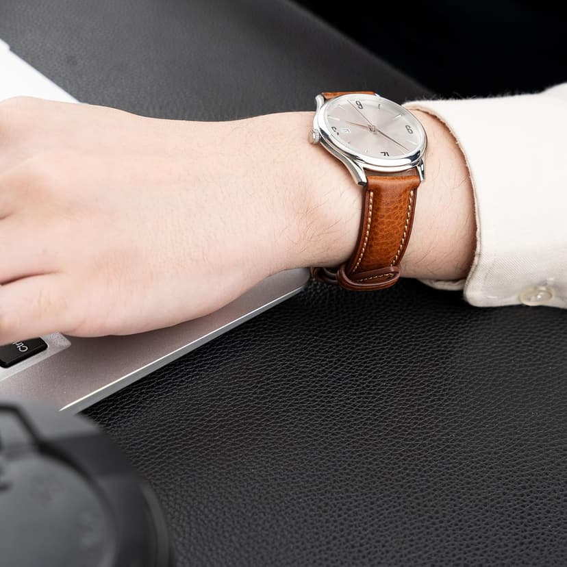 Gomvadr Italian Leather Watch Band Tuscany Natural Vegetable-Tanned Top Grain Genuine Leather Strap,18mm 19mm 20mm 21mm 22mm XL XXL Quick Release Replacement Watch Bands for Men and Women Thick and Soft