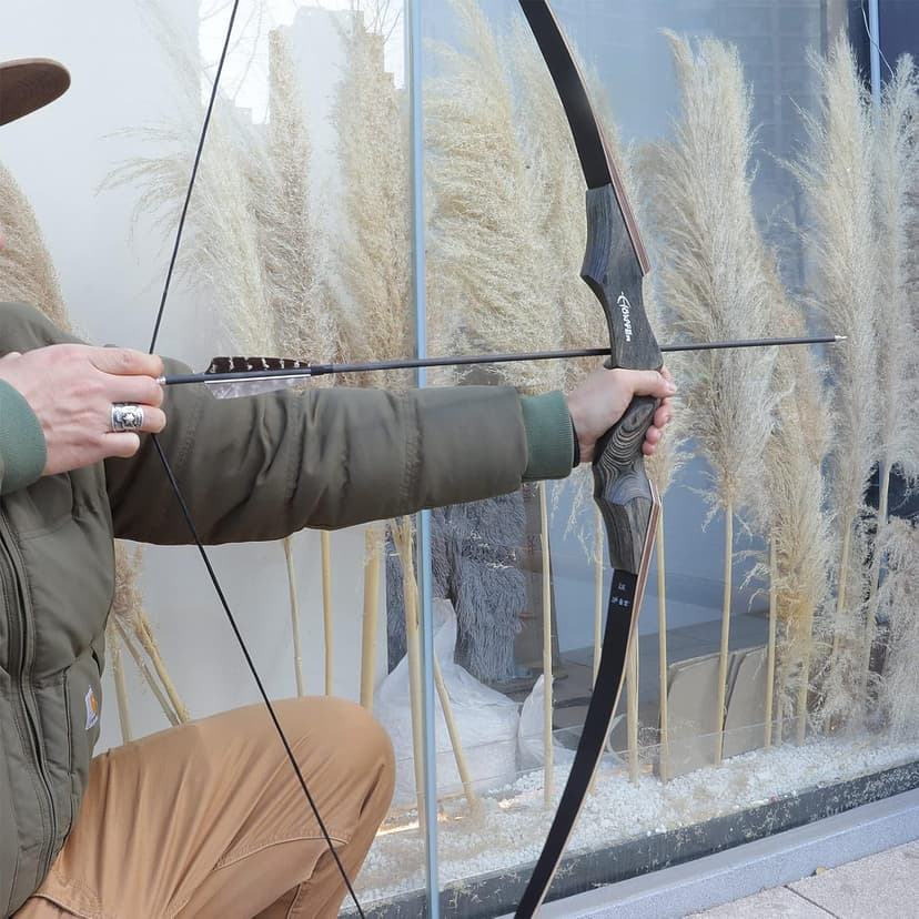 Black Hunter Archery Takedown Bow Longbow American Longbow Adult Right Hand Hunting Wood Bow 60",30-60lbs Target Practice