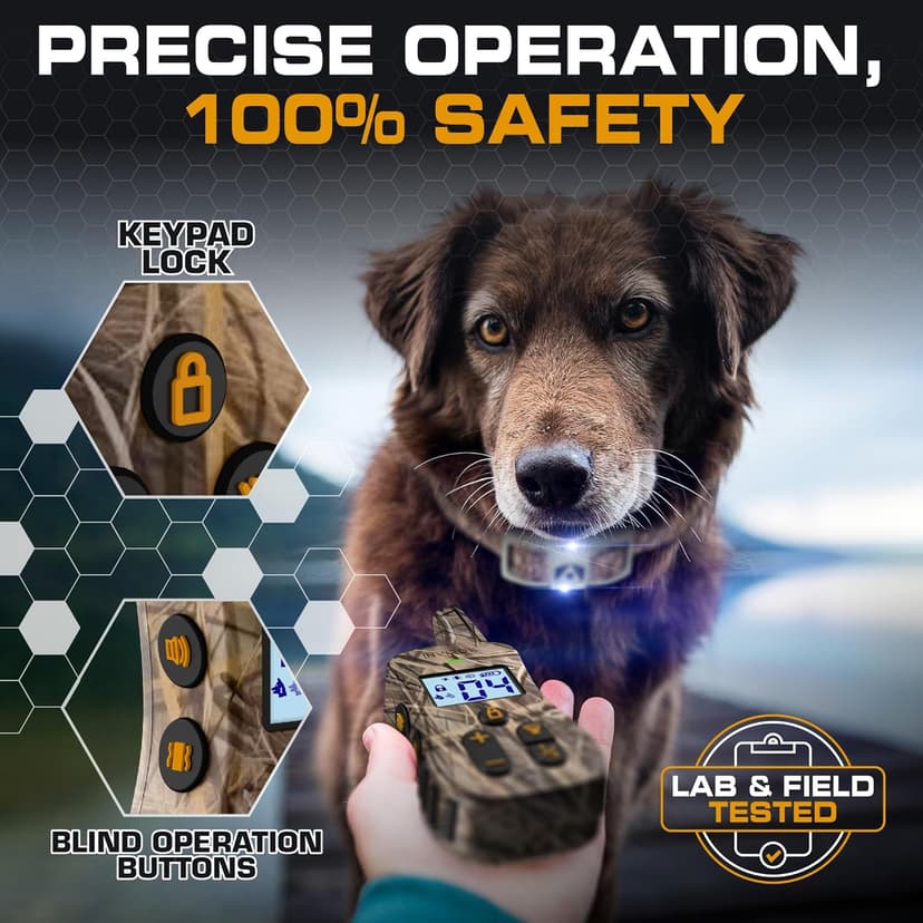 INVIROX Dog Shock Collar [Ultra K9] 124 Training Levels, 4 Powerful Modes with Night-Light and ¾ Mile Range 100% Safe Dog Training Collar for Large Dogs IP67 Waterproof (X2 Camouflage)