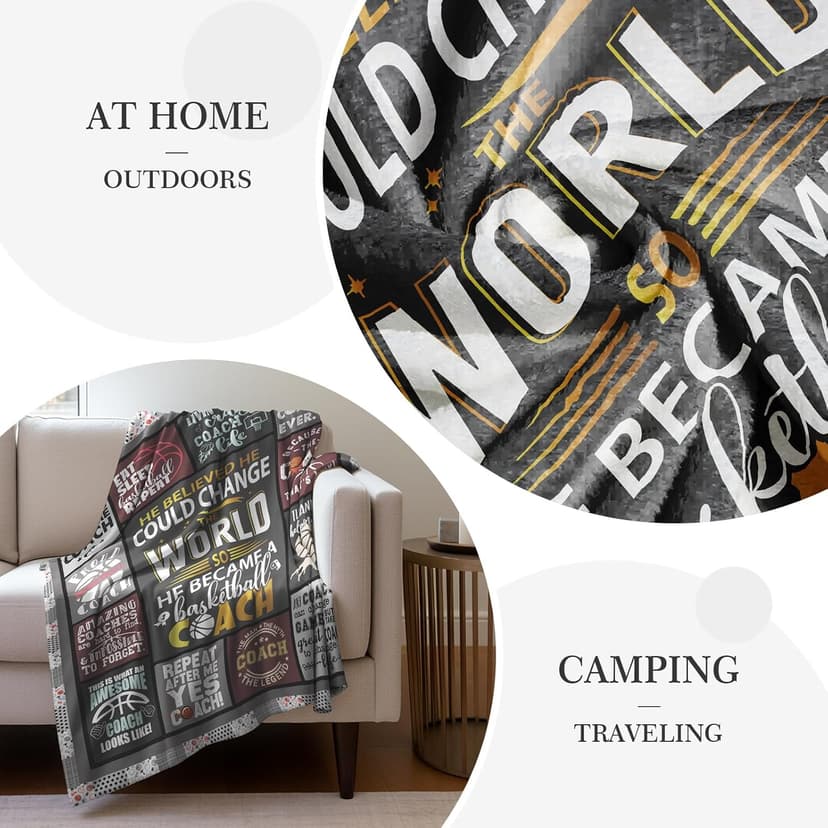 Basketball Coach Gifts for Men Throw Blanket 60 x 50 Inch, Gifts for Basketball Coach