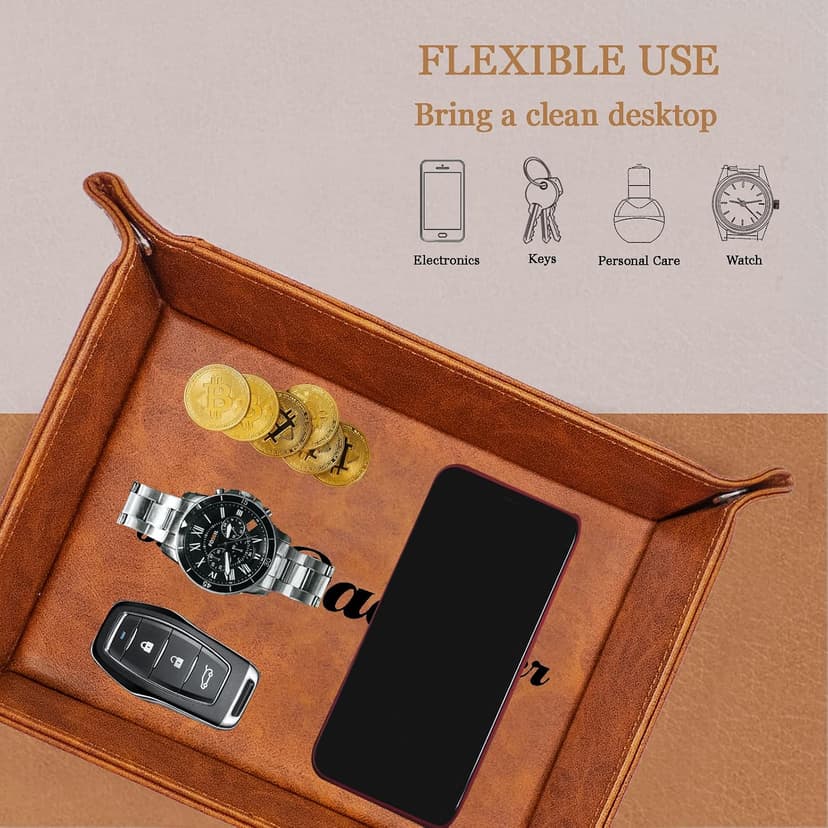 Best Husband Ever Gifts for Husband from Wife PU Leather Valet Tray & Keychain, Unique Gifts for Him Husband Who Has Everything at Birthday Valentines Day Christmas Anniversary B0B6TCG4XR