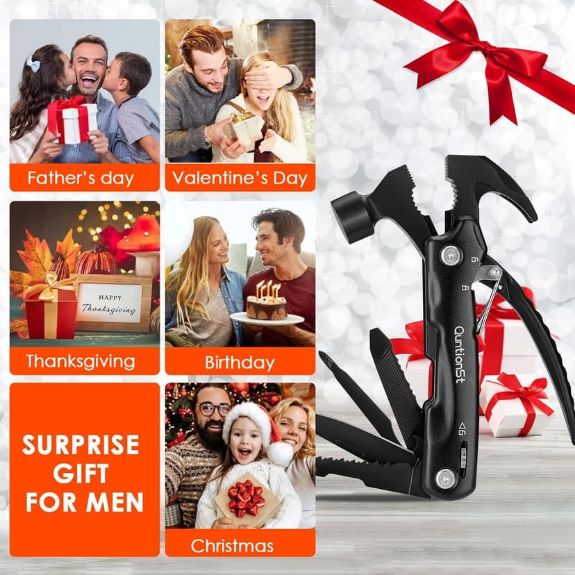 Gifts for Men, Valentines Day,12-in-1 Hammer Multitool, Stocking Stuffers for Men,Christmas Stocking Stuffers for Adults Dad Husband Boyfriend, Mens Gift for Him, Birthday Gift Idea,Mini Multi Tool B07XQZ6QWS