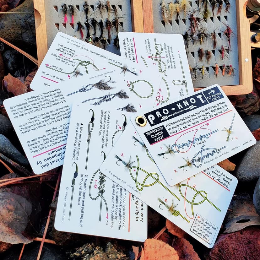Pro-Knot Fly Fishing Knot Cards - Waterproof Knot Cards With 12 Best Fly Fishing Knots | Easy To Follow Knot Tying Instructions | Fly Fisherman Gift Idea