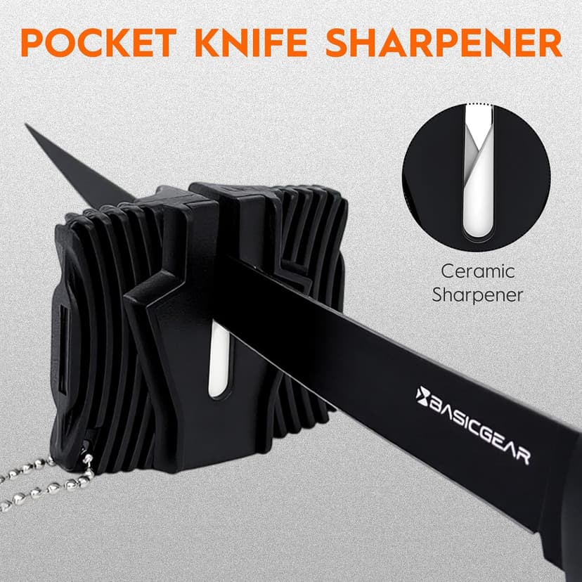 BasicGear Fishing Fillet Knife Set of 4 – 5”, 7”, 8”, 9” 440C Stainless Steel Knives with Non-Stick Blades, Sheaths, Sharpener, and Carry Bag – Deboning and Filleting Tools for All Fish Types