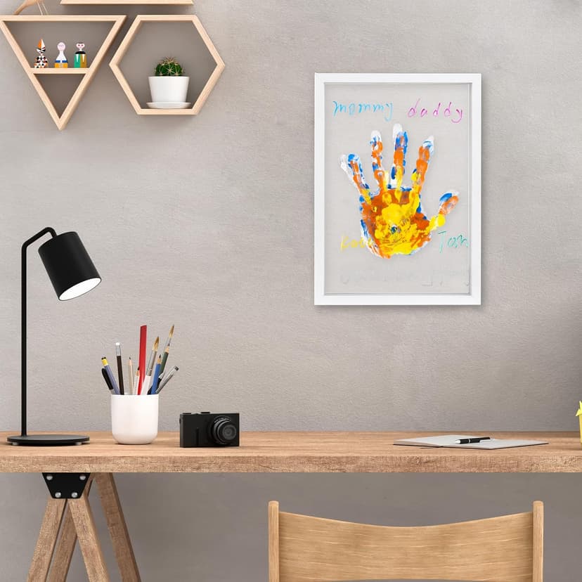 Family Handprint Frame Kit for 4 with 12 Paints&9 Pens,New Parents Gifts for Couples After Birth,Baby Shower Gifts for Mom and Dad,Mothers Fathers Day Craft Wood,Christmas Birthday Gift(White) B0CYHBYTPL