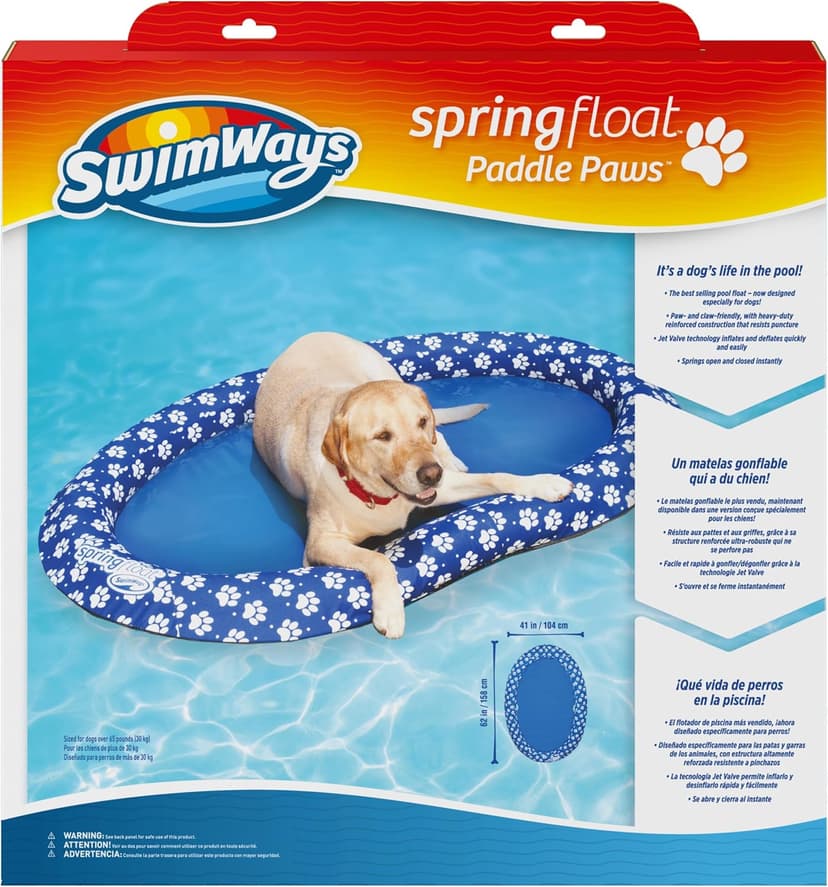 SwimWays Paddle Paws Spring Float Dog Raft, Large (65 lbs. and Up), Blue
