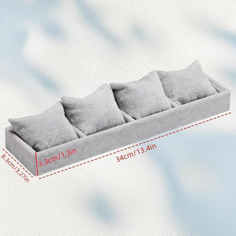 APZDFGIFCD APZDFGIFCD Jewelry Watch Tray, 4 Grids Grey Velvet Watch Jewelry Organizer, Watch Bracelet Bangle Display Holder, Adjustable Pillows