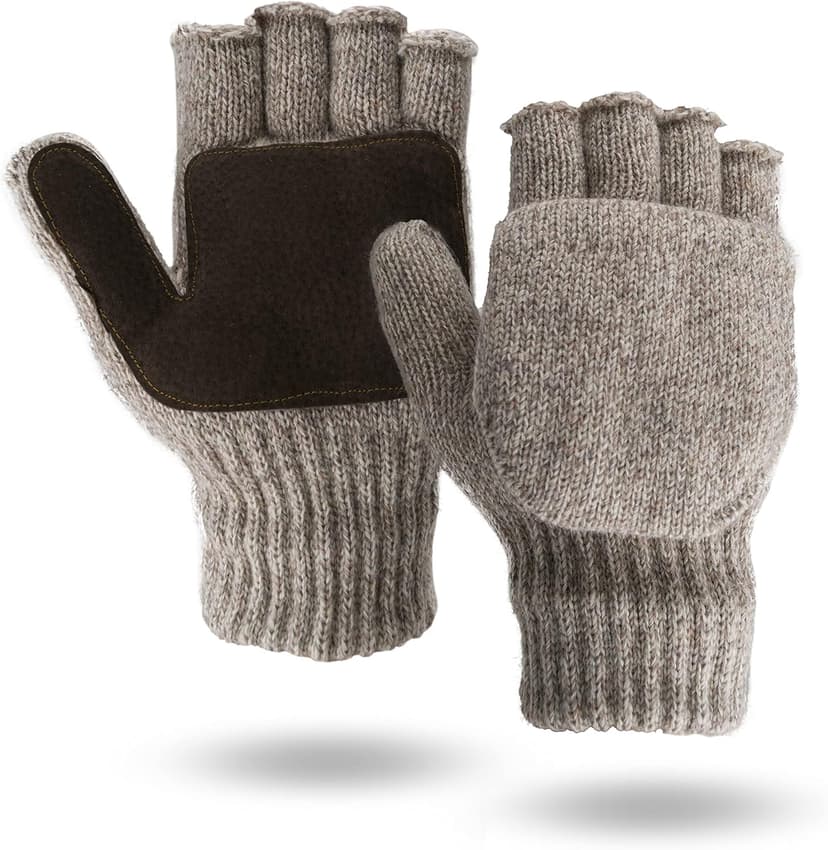 Illinois Glove Company 360 Rag Wool Glomitt Flip Mitten 3M Thinsulate Lined Tan