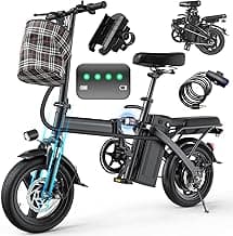 Electric Bike for Adults and Teens, 560W Motor 24MPH Compact Commuter Ebike, 32 Miles Range, 48V 10Ah Battery, 3 Shock Absorbers, 14" Mini Foldable Electric Bicycles with Basket, UL 2849 Certified