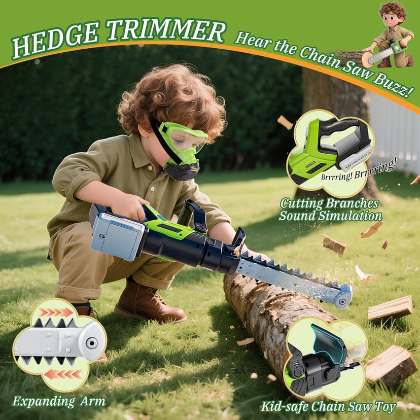 Kids Toy Tool Set, 3-IN-1 Power Garden Lawn Tools with Sounds & Lights, Volume, Toy Weed Wacker, Leaf Blower&Hedge Trimmer, Outdoor Play Toy Tools, Christmas Birthday Gifts for Boy Toys 3 4 5 6 7 8+ B0FJ262MMT