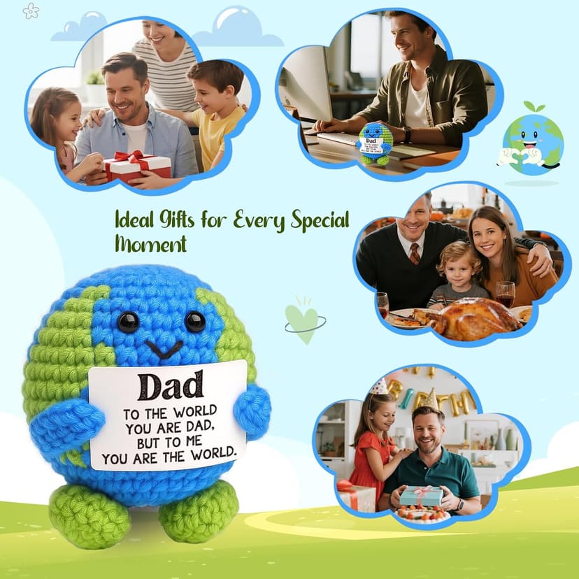 Day Birthday Gift for Dad Husband Bonus New Daddy Father in Law Thanksgiving Baskets Positive Crochet Animals Dad Gifts from Daughter Son Best Dads Ever Gifts Grandpa Stepdad Fathers B0FRSBRB14