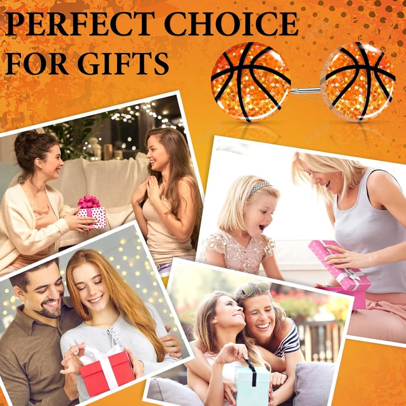 Basketball Earrings for Women Sparkly Basketball Earrings Round Stud Earrings Sport Lover Holiday Party Jewelry for Women