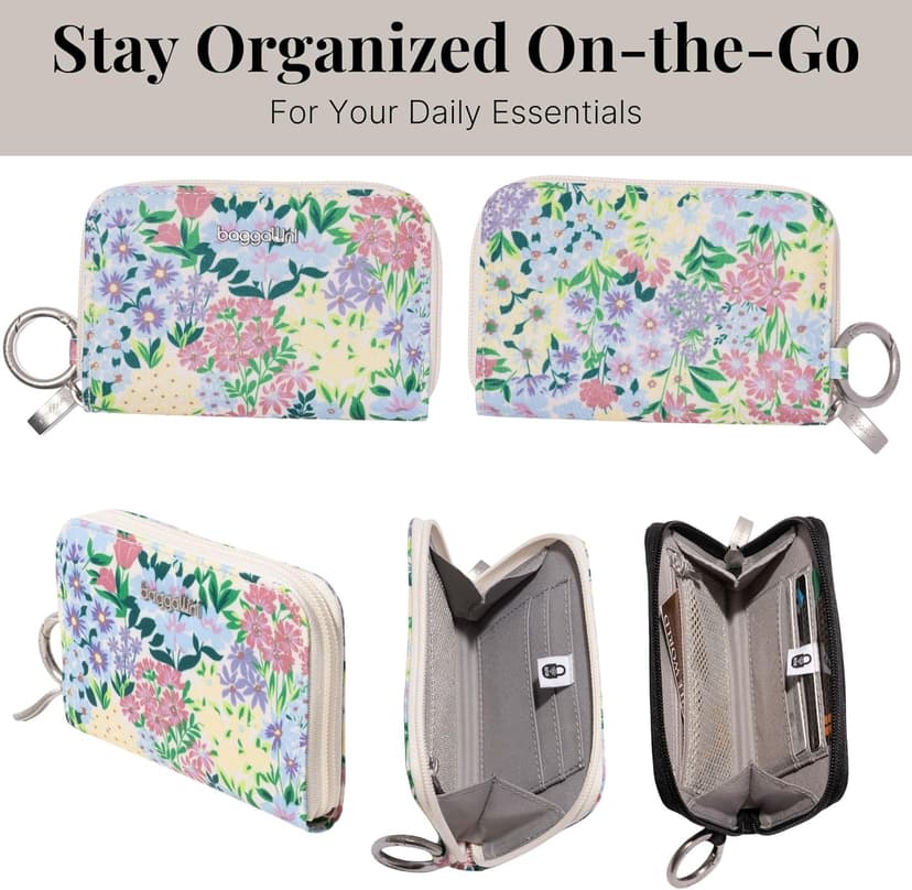 Baggallini Deluxe Card Case - Lightweight 5.5"x3.3" RFID Protected Womens Wallet Card Holder