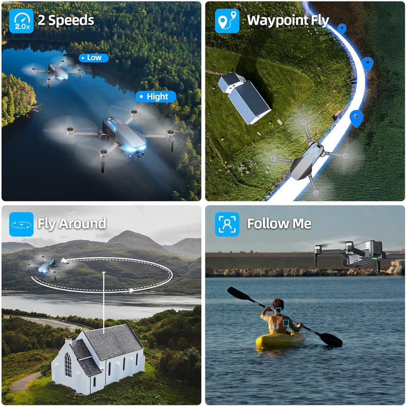 GPS Drone with Camera for Adults, 2K FPV Drone with 4.5" Screen Remote Controller, Brushless Motor, Auto Return, Follow Me, Tap Fly & Circle Fly, Long Flight Time Foldable Quadcopter for Beginners