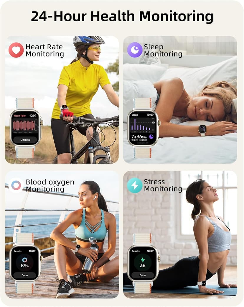 Parsonver Built-in GPS Smart Watch for Women Men with Bluetooth Calling, GPS Fitness Activity Tracker 100+ Sport Modes, Heart Rate Sleep Monitor, Waterproof Pedometer for Android & iPhone(Two Bands)