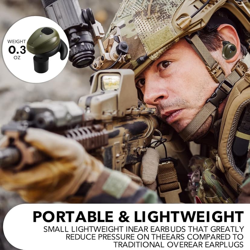 YHKEMA Electronic Shooting Earbuds - Ear Hearing Protection NRR 28dB Bluetooth 5.3 Noise Cancelling & Sound Amplification - Rechargeable Case for Hunting and Range(Green)