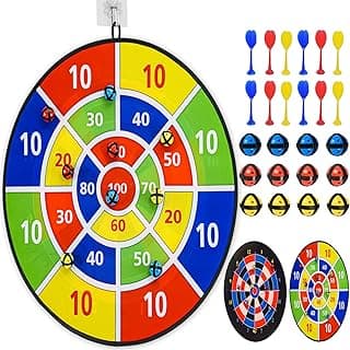 Dart Board Games for Kids Ages 3-12, Sticky Dart Board with 12 Balls & 12 Darts, Indoor Outdoor Toys for Boys, Party Birthday Gifts