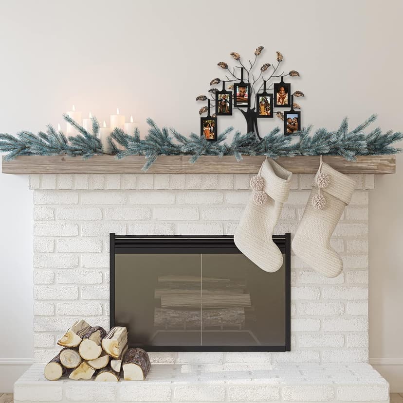 Americanflat Family Tree Picture Frame - Includes 6 Hanging 2x3 Picture Frames - Adjustable Ribbon Tassels - Ideal as Mother’s Day Gifts, Birthday Gifts, or Christmas Decor - Black and Bronze