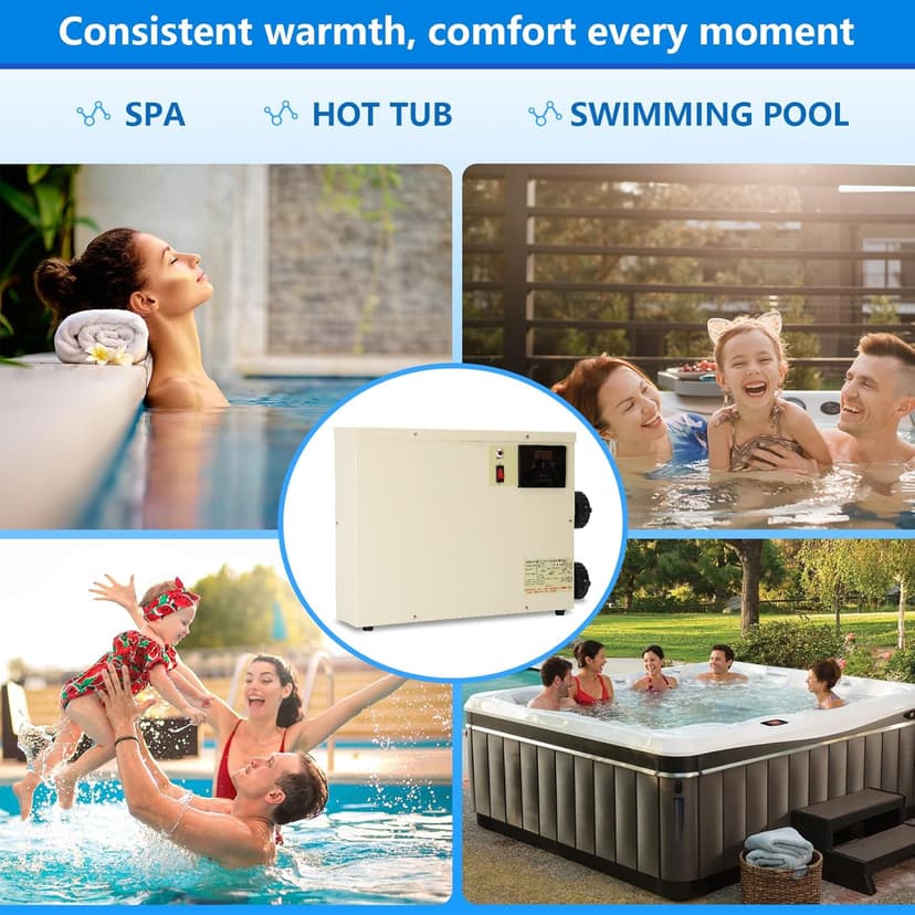11KW 240V Pool Heater for Above Ground Pool, Electric Swimming Pool Heater with Touchscreeen, Hot Tub Thermostat for Spa, Bathtub, Above Inground Pool, 1500 Gallons (11KW)