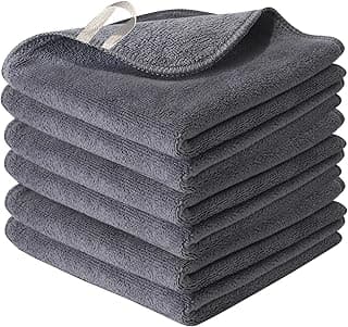 Nugilla Makeup Remover Cloth 12 x 12 Inch, Reusable Makeup Remover Towels for Washing Face, 6 Pack Washable Microfiber Face Cloth Fast Drying Washcloth, Grey