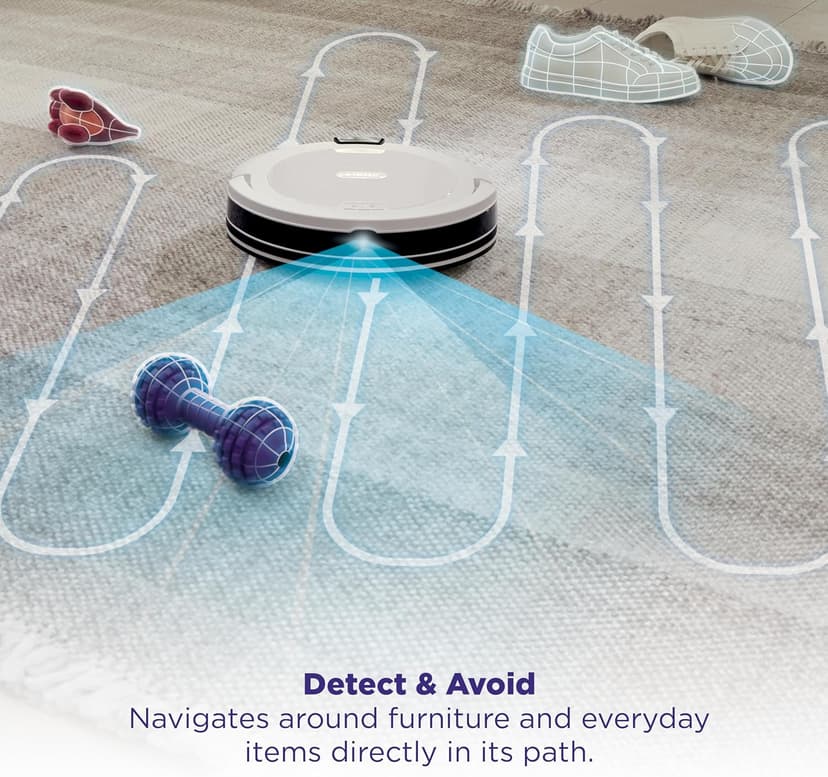 Shark Navigator Robot Vacuum with Bagless 30-Day Capacity Self-Empty Base, Powerful Suction, SmartPath Navigation, Self-Cleaning Brushroll, for Carpets & Hard Floors, White, AV2110S