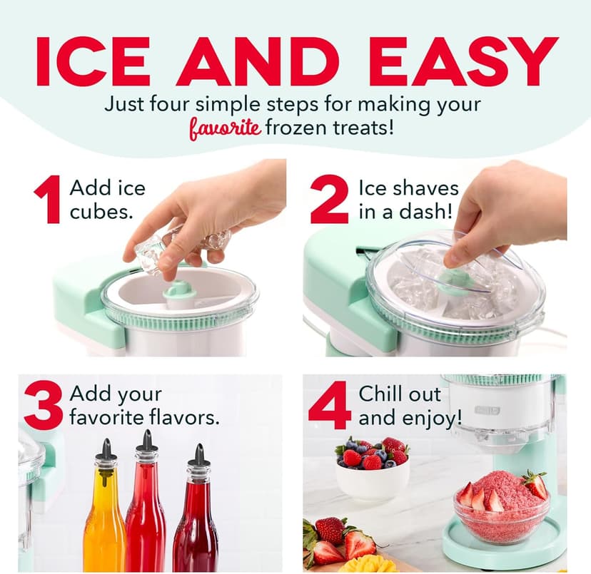 Dash Shaved Ice Maker - Frozen Dessert Maker for Snow Cones, Slushies, Cocktails & More - Easy to Use & Clean - Space-Saving Design - Aqua